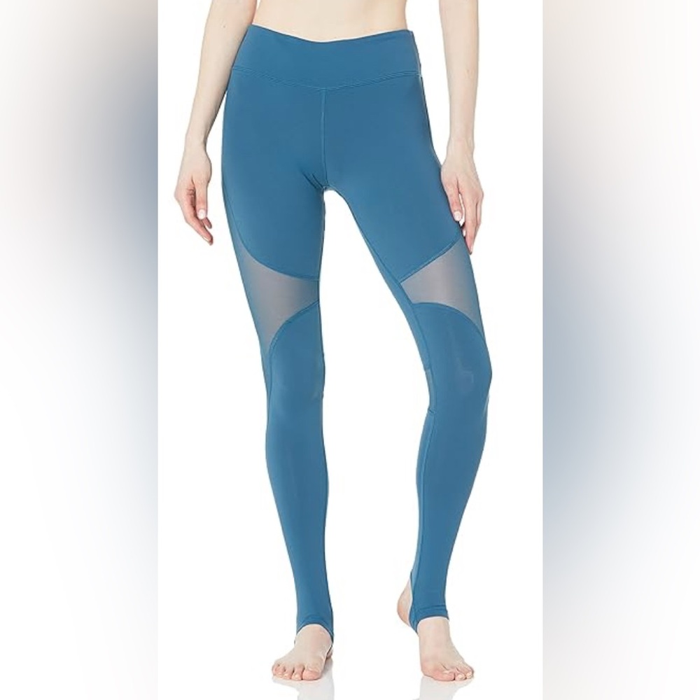 ALO Yoga Coast Leggings Blue with mesh detail with stirrup detail XXS